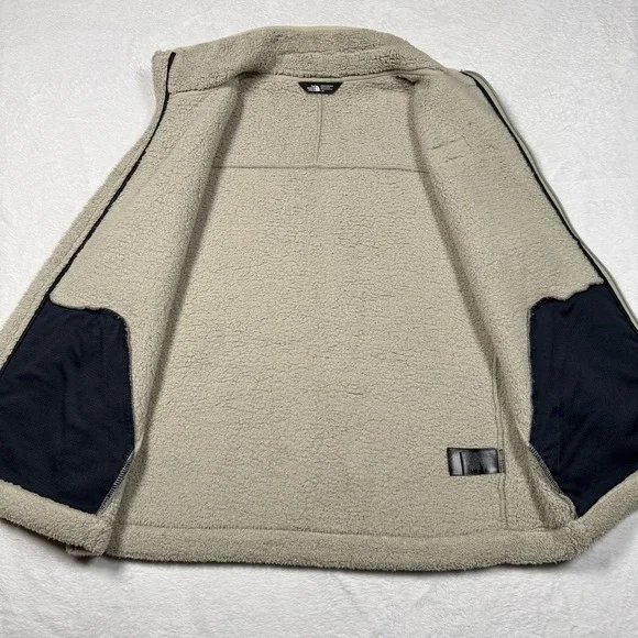 The North Face Vest Mens Large Beige Sherpa Fleece Full Zip Outdoor Pockets - Picture 3 of 9